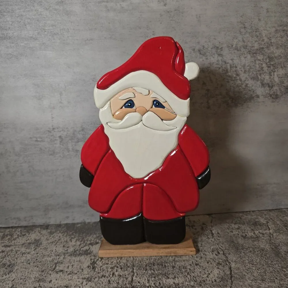 Charming  Wood Cut Out Santa Claus Handpainted OOAK Vintage Kitsch Santa 10